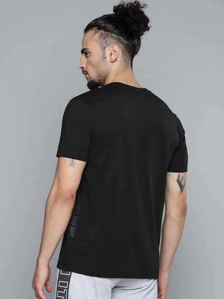 Alcis Men Black White Typography Printed Slim Fit Training or Gym T-shirt | Alcis