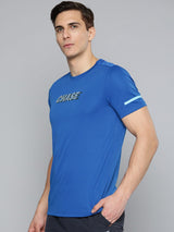 Alcis Men Blue Typography Printed Slim Fit T-shirt