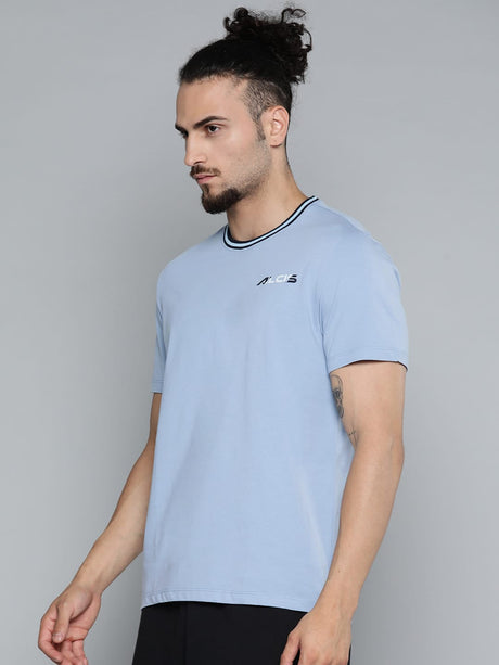Alcis Men Blue Solid Slim Fit Gym T-shirt | Alcis