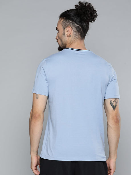 Alcis Men Blue Solid Slim Fit Gym T-shirt | Alcis