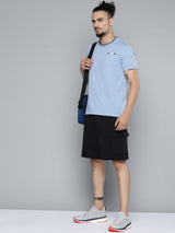 Alcis Men Blue Solid Slim Fit Gym T-shirt