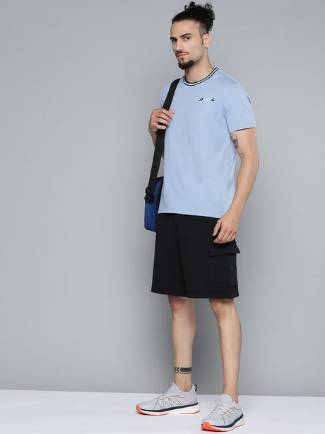 Alcis Men Blue Solid Slim Fit Gym T-shirt | Alcis