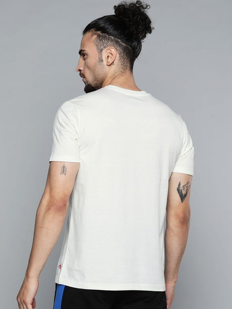 Alcis Men Off White Typography Printed Slim Fit Gym T-shirt | Alcis