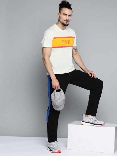 Alcis Men Off White Typography Printed Slim Fit Gym T-shirt | Alcis