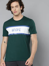 Alcis Men Green White Typography Printed Slim Fit T-shirt