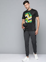 Alcis Men Black Chest Printed T-shirt