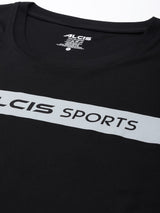 Alcis Men Black Brand Logo Slim Fit T-shirt