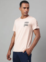Alcis Men's Printed Gold Anti-Static Drytech+ Slim-Fit Training Tee