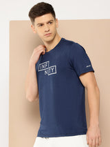 Alcis Men's Printed Blue & Black Anti-Static Drytech+ Slim-Fit Training Tee