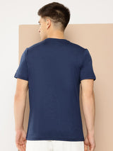 Alcis Men's Printed Blue & Black Anti-Static Drytech+ Slim-Fit Training Tee