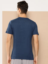 Alcis Men's Blue & Black Anti-Static Drytech+ Slim-Fit Training Tee