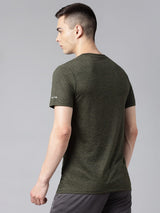 Alcis Men's Olive & Black Anti-Static Drytech+ Slim-Fit Training Tee