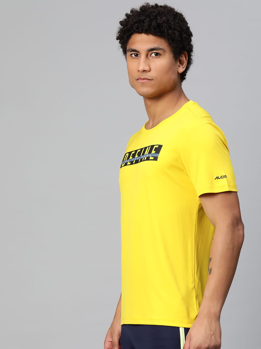 Alcis Men's Typography Printed Anti Static Slim Fit T-shirt
