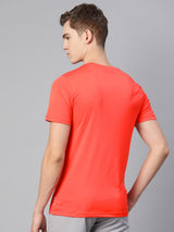 Alcis Men Orange Typography Printed Dry Tech Slim Fit T-shirt