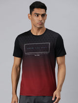 Alcis Men Black Typography Printed Anti Static Slim Fit T-shirt