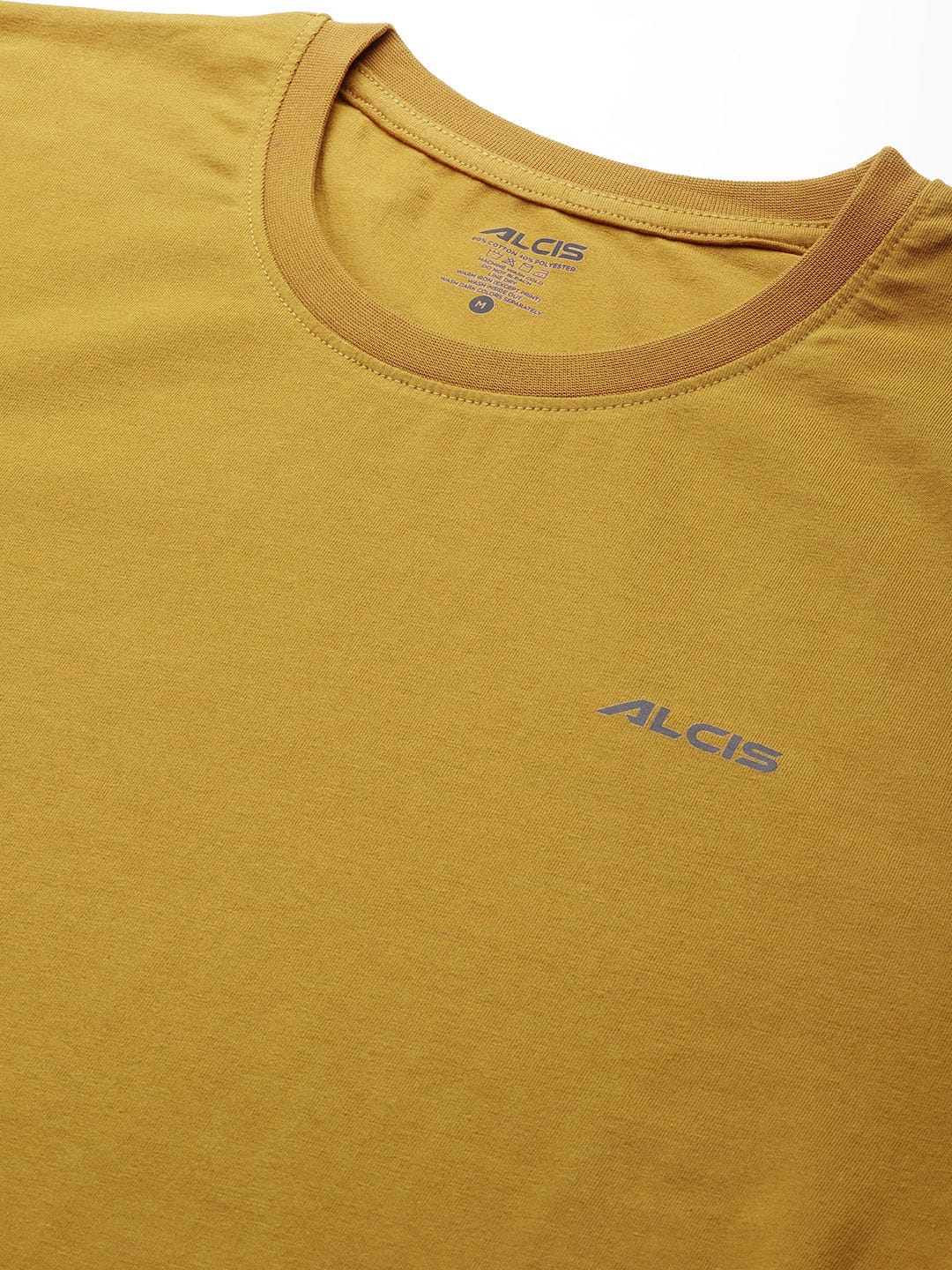 Alcis Men Mustrad Yellow Printed Sports T-shirt