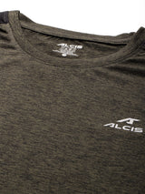 Alcis Men Olive Green Solid Slim Fit T-shirt