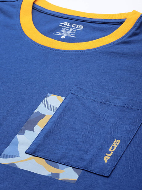 Alcis Men Blue Slim Fit Training or Gym T-shirt | Alcis