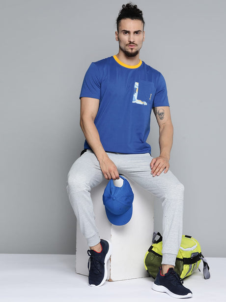 Alcis Men Blue Slim Fit Training or Gym T-shirt | Alcis