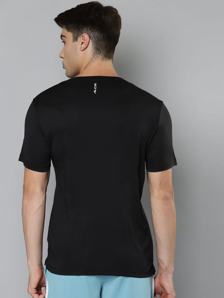 Alcis Men Black Typography Printed Slim Fit Training or Gym T-shirt | Alcis