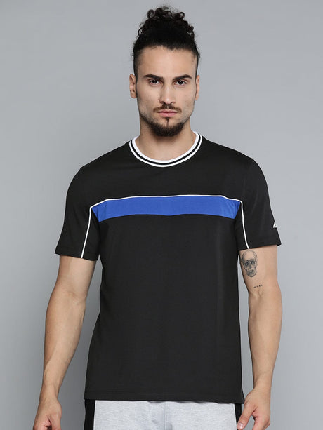 Alcis Men Black Solid Slim Fit Gym T-shirt | Alcis