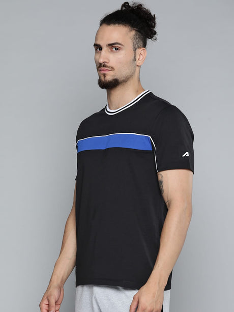 Alcis Men Black Solid Slim Fit Gym T-shirt | Alcis