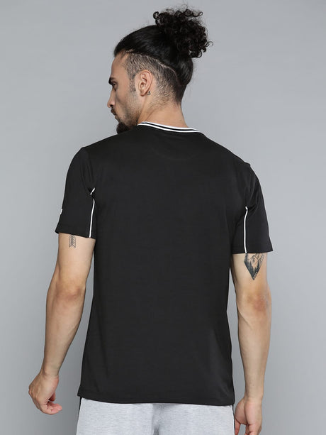 Alcis Men Black Solid Slim Fit Gym T-shirt | Alcis