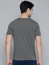 Alcis Men Charcoal Grey White Typography Printed T-shirt