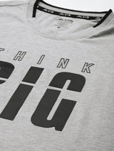 Alcis Men Grey Melange Black Typography Printed T-shirt