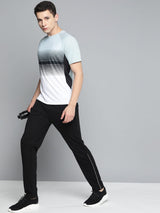 Grey Striped Dry Tech Slim Fit T-shirt