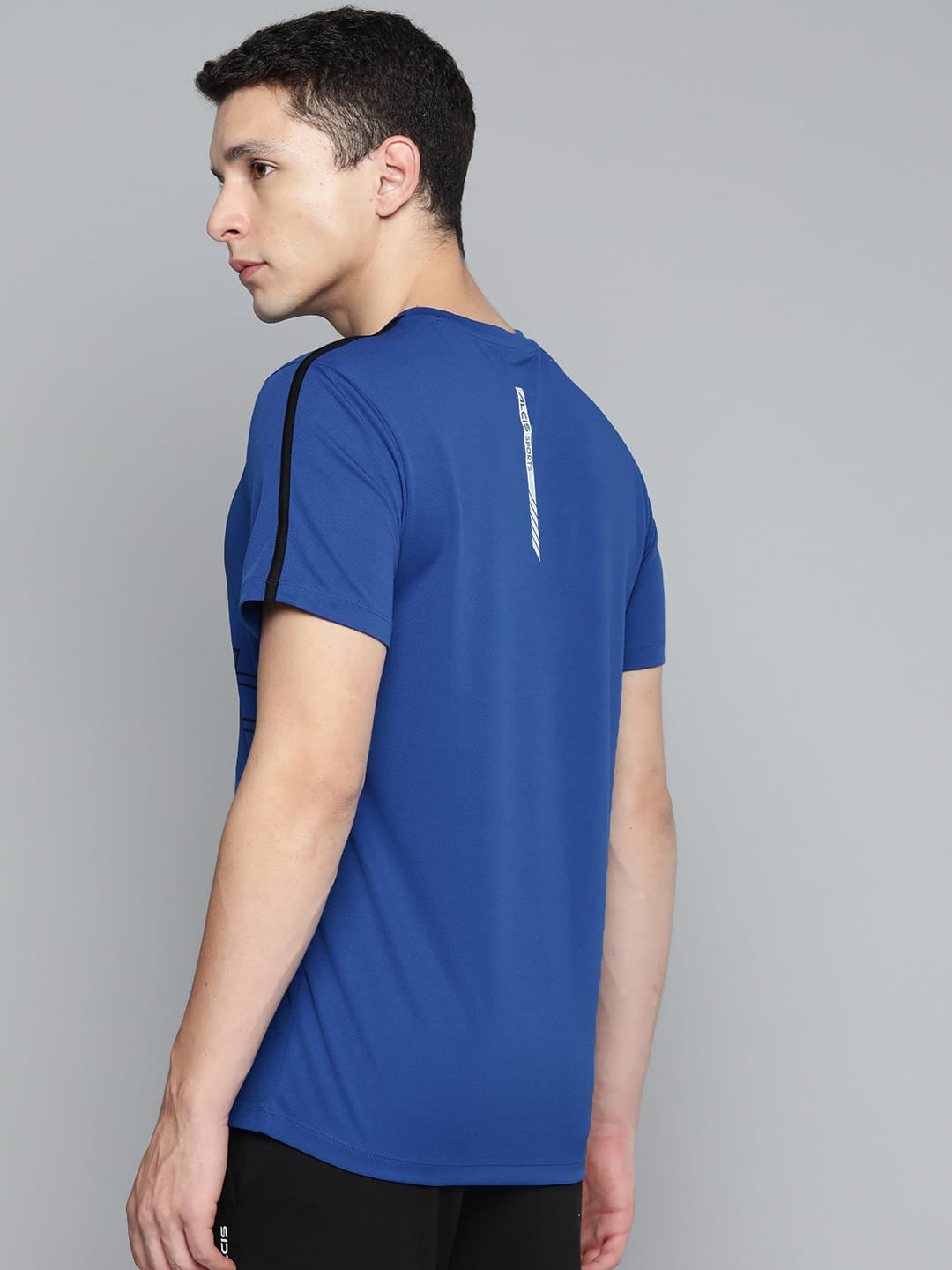 Alcis Men Blue  Typography Printed Dry Tech Slim Fit T-shirt