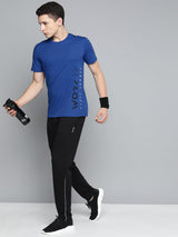 Alcis Men Blue  Typography Printed Dry Tech Slim Fit T-shirt