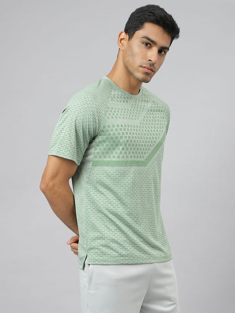 Alcis Men Frost Green Anti-Static Slim-Fit Round Neck Distance Running T-Shirt