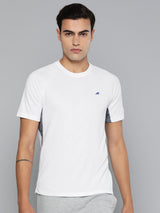 Alcis Men White Grey Colourblocked Dry Tech Slim Fit Sports T-shirt