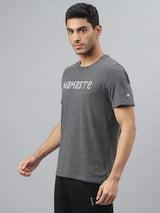 Alcis Men Anthra Melange Regular Fit Round Neck Yoga T-Shirt