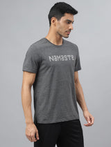 Alcis Men Anthra Melange Regular Fit Round Neck Yoga T-Shirt