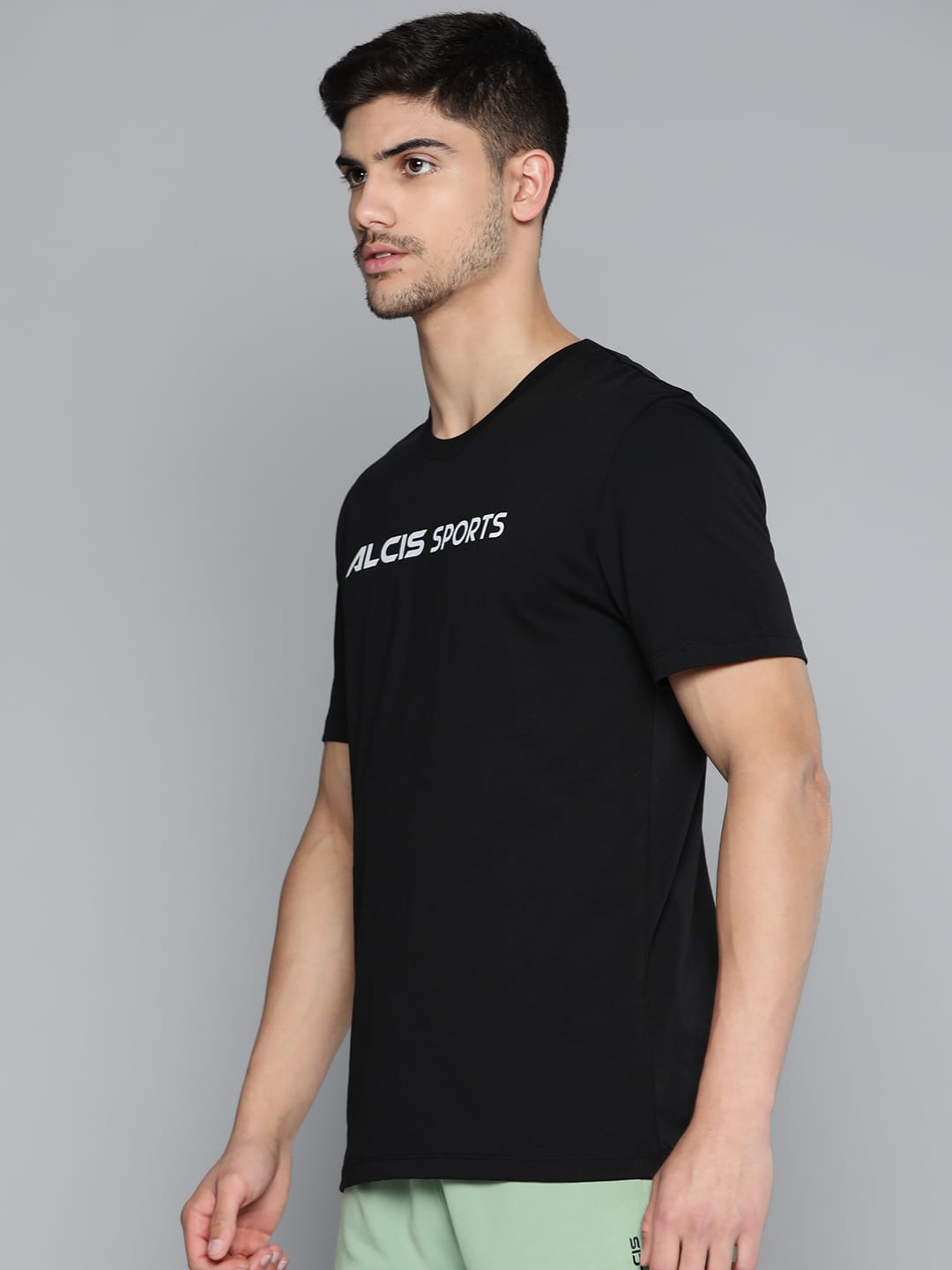 Alcis Men  Black Typography Printed  Slim Fit Sports T-shirt
