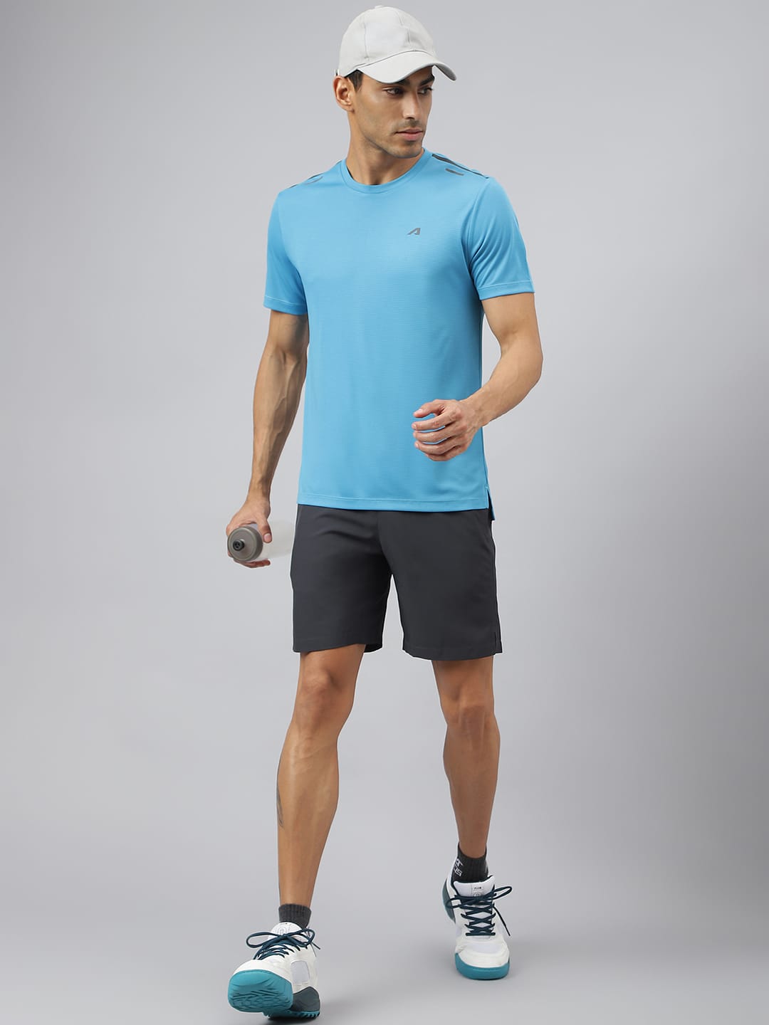 Alcis Men Golden Olive Drytech+ Anti-Static Slim-Fit Round Neck Running T-Shirt