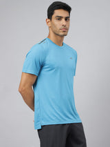 Alcis Men Golden Olive Drytech+ Anti-Static Slim-Fit Round Neck Running T-Shirt