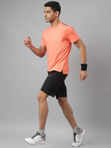 Alcis Men Orange Drytech+ Anti-Static Slim-Fit Round Neck Running T-Shirt