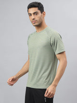 Alcis Men Light Green Drytech+ Anti-Static Slim-Fit Round Neck Running T-Shirt