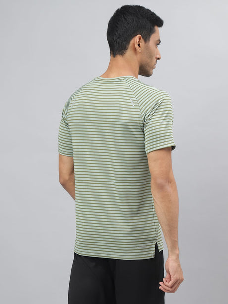 Alcis Men Light Green Drytech+ Anti-Static Slim-Fit Round Neck Running T-Shirt