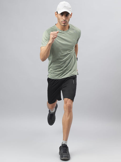Alcis Men Light Green Drytech+ Anti-Static Slim-Fit Round Neck Running T-Shirt