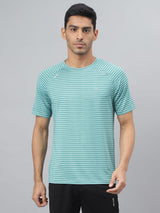 Alcis Men Agate Green Drytech+ Anti-Static Slim-Fit Round Neck Running T-Shirt