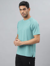 Alcis Men Agate Green Drytech+ Anti-Static Slim-Fit Round Neck Running T-Shirt