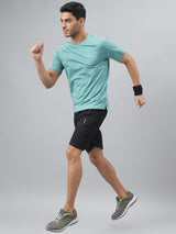 Alcis Men Agate Green Drytech+ Anti-Static Slim-Fit Round Neck Running T-Shirt