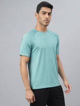 Alcis Men Agate Green Drytech+ Anti-Static Slim-Fit Round Neck Running T-Shirt