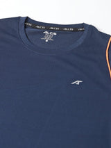 Alcis Men Navy Anti-Static Slim-Fit Round Neck Training T-Shirt