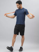 Alcis Men Navy Anti-Static Slim-Fit Round Neck Training T-Shirt