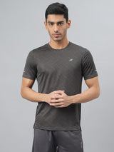 Alcis Men Dark Grey Drytech+ Anti-Static Slim-Fit Round Neck Running T-Shirt